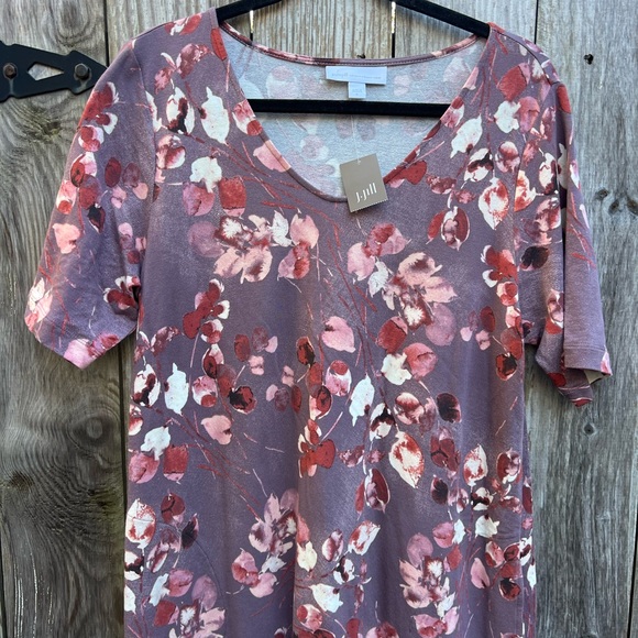 PURE JILL Affinity French Terry Floral Raisin Dress Women’s Medium NWT NEW - Picture 3 of 11